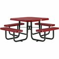 Global Industrial 46in Octagonal Picnic Table, Expanded Metal, Red 436982RD